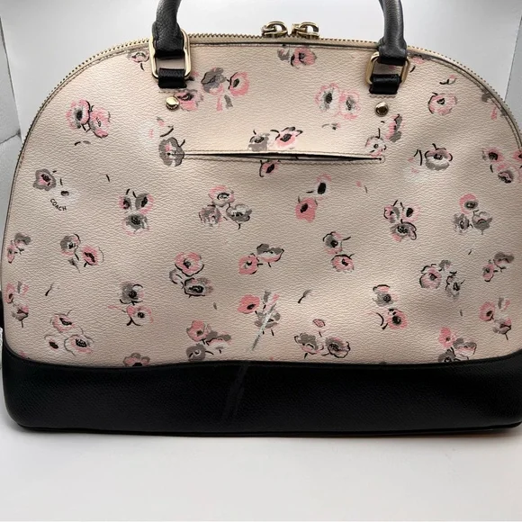 Coach Floral Pink and Black Satchel - Picture 2 of 7